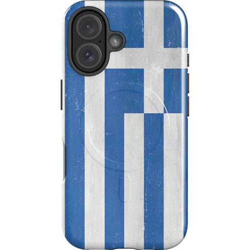 Greece Flag Distressed iPhone 16 Magsafe Impact Case